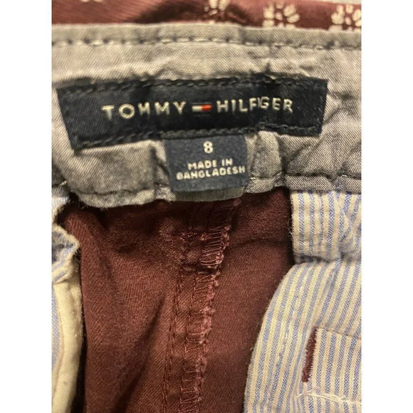 TOMMY HILFIGER PANTS- WOMENS- SIZE 8 - BURGUNDY -FLORAL DESIGN-PERFECT CONDITION - Picture 7 of 7